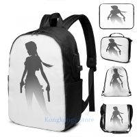 Funny Graphic print TOMB RAIDER ANGEL OF DARKNESS SHADOW USB Charge Backpack men School bags Women bag Travel laptop bag