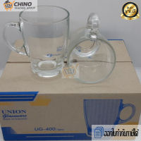 [ยกกล่อง 6ใบ] แก้วเบียร์ แก้วน้ำ แก้วเหล้า แก้วมีหู แก้วหนา ราคาถูก [UNION UG-400 357ml. 10.5oz.]