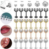 ZS 10pcs/lot 16G/18G Stainless Steel Lip Studs 2-6mm Zircon Labret Piercing Cartilage Earring Helix Tragus Conch Medusa Piercing