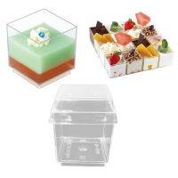 NICEFurniture 10pcs Disposable Dessert Cups with Lid Clear Plastic Mousse Cup for Pudding Appetizer Jelly Yogurt Event Party