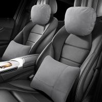 Car Headrest Neck Pillow Waist Rest Support Suede Fabric  Car Neck Head Rest Pillows Seat Lumbar Cushion Auto Accessories Seat Cushions