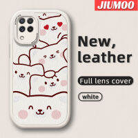 JIUMOO A22ปลอกสำหรับ Samsung 4G M22 A22 5G เคส A13 A23 A21s เคสใส่โทรศัพท์หนังลายหมีเคสมือถือกันกระแทกป้องกันการตกแบบนิ่มพร้อมเคสป้องกันกล้องเลนส์คลุมทั้งหมด