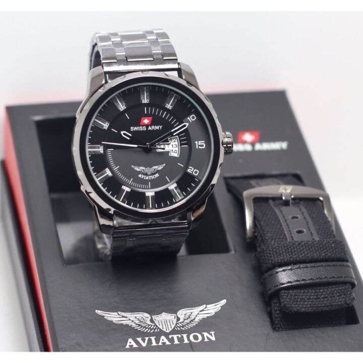 Jam Tangan Pria Swiss Army Aviation Free Tali Kanvas Lazada Indonesia 6680