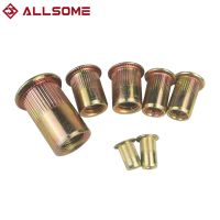 ALLSOME Carbon Steel Rivet Nuts Flat Head Insert Nutsert Threaded Rivetnut M3 M4 M5 M6 M8 M10