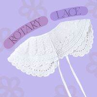 ROTARY LACE ปกคอถอดได้ เทียม ดีไซน์กลมหน้าหลัง สีขาว แต่งลูกไม้ 3 ชั้น เกาหลี ญี่ปุ่น สายหวาน บริการเก็บเงินปลายทาง