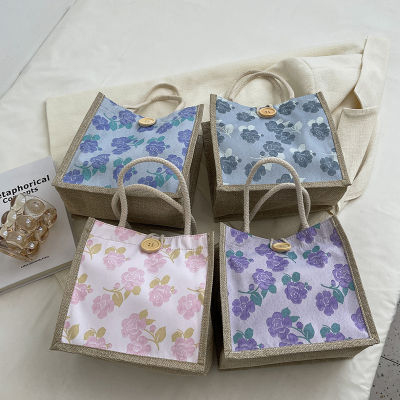 Spot Wholesale Linen Tote Bag Student Storage Go Out Hand Linen Shopping Bag Birthday Gift Bag Lunch Bag