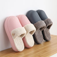 Winter House Waterproof Couples Platform Shoes Warm Women Fur Slippers Soft EVA Sole Bedroom Home Ladies Slides Detachable