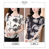 New Fashion Ice Silk Short-sleeved T-shirt Round Neck Printing Plus Size Top