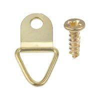 【cw】 100PCS Gold Small D-Ring Picture Hanger with Screws Frame Triangle Ring Hangers ！