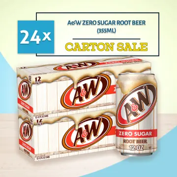 A&W Root Beer Zero Sugar Soda 12oz Cans, Pack of 24 