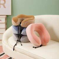 Neck Pillow Stripes Adjustable Soft Relax Muscles Neck Cushion Memory Cotton U-shaped Pillow with Lanyard Plane Accessories Travel pillows