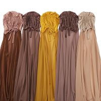 【YF】 10pcs/Lot Plain Chiffon Shawl With Jersey Underscarf Cap Inner Scarf Headband Stretch Hijab Cover Headwrap Turbante