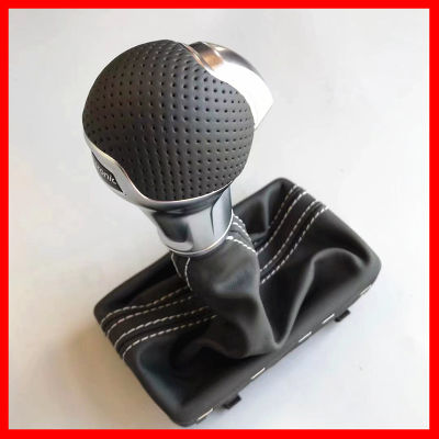 Honeycomb Hole AT Shift Knob พร้อม Boot Fit DSG Stronic Shift Lever Black Lines Dust Cover สำหรับ Audi A3