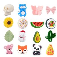 LOFCA 10pcs Cute Leaf  Silicone Beads Food Grade Teether Baby Animal BPA-Free Baby Teething Toy Pacifier Chain Accessories Beads