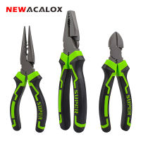 NEWACALOX Jewelry DIY Pliers Set 6-8 Wire Stripper Cutter Pliers Long Nose Pliers Diagonal Pliers Making Hand Craft Tool Kit