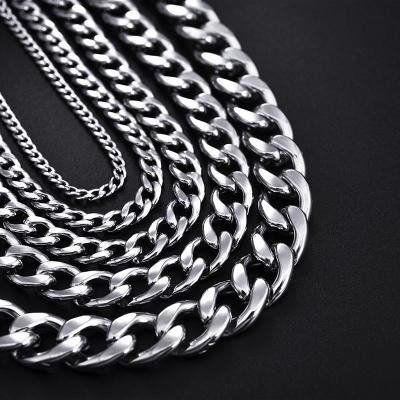 【CW】3/5/7/9/11mm Stainless Steel Chain Necklace for Men Women Curb Cuban Link Chain Gold Color Punk Choker Fashion Male Jewelry Gift