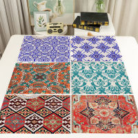 เปอร์เซีย Retro สไตล์ตุรกีห้องครัวโต๊ะรับประทานอาหาร Mat Decor Boho Placemat Coaster ผ้าลินิน Place Mat Pad ถ้วยผ้าปูโต๊ะ Mat-mu xuan trade