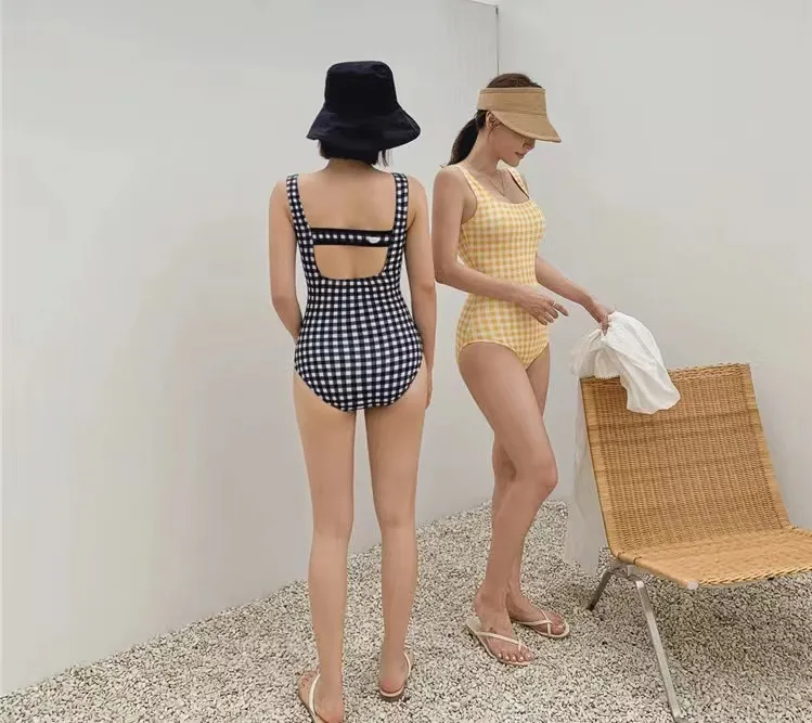 FOUR】 Square Neck Swimsuit Korean Swimwear Conservative One Piece