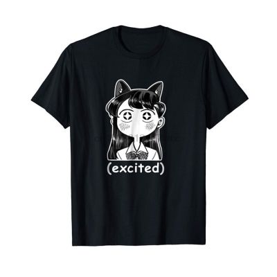 เสื้อยืด พิมพ์ลายอนิเมะแมว Komi San Cat Meme น่ารัก สีดํา S-4XL