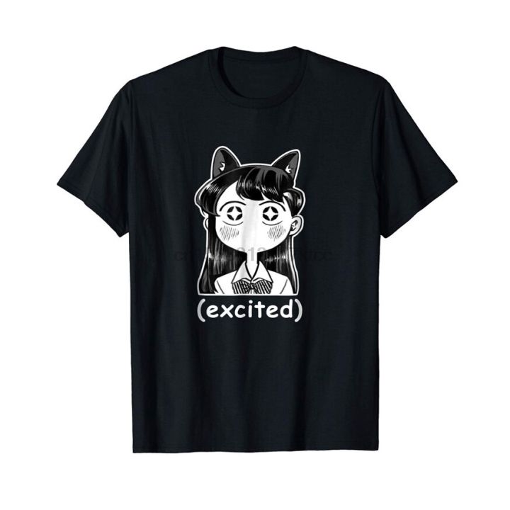เสื้อยืด-พิมพ์ลายอนิเมะแมว-komi-san-cat-meme-น่ารัก-สีดํา-s-4xl