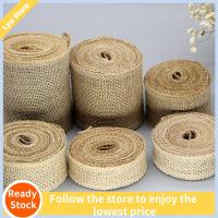 LYU STORE 5เมตร/ม้วนวัสดุงานฝีมือสีธรรมชาติ DIY ของขวัญริบบอน Jute Burlap ตกแต่งงานแต่งงานการรับประกันกระเป๋าใส่ของ