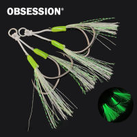 OBSESSION 10ชิ้น1/0 3/0 2/0 4/0ขนนกเรืองแสงตะขอลื่นไหลช้าเหล็กกล้าคาร์บอนสูงเบ็ดตกปลาทะเล-Bream HK008ชุดอุปกรณ์เสริมกล้อง GoPro