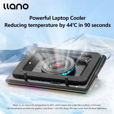 llano เครื่องพัดลมโน้ตบุ๊กสไตล์โบลเวอร์ RGB V12พัดลมพลังสูงที่ระบายความร้อนแล็ปทอปมีพอร์ตความเร็วตัวแปรอนันต์3พอร์ต USB สำหรับแล็ปท็อป【ลด ° 44C แล็ปท็อปใน90วินาที】