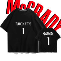 จรวด McGradys ฉบับที่1ครอบครัวแขนสั้นเสื้อยืดฤดูร้อนแขนสั้นเสื้อยืดเยาวชนบาสเกตบอลที่เรียบง่ายสบายๆผ้าฝ้ายหลวมครึ่งแขนด้านบน