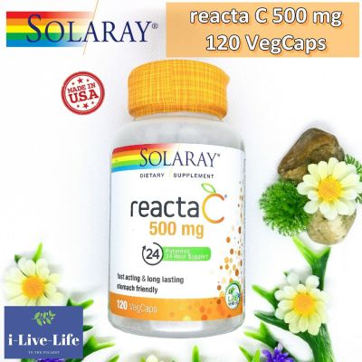 วิตามินซี Reacta-C 500 mg 120 VegCaps, Plus Bioflavonoidm 200mg + Vitamin C - Solaray ที่ไม่มีกรด อ่อนโยนต่อกระเพาะหาร