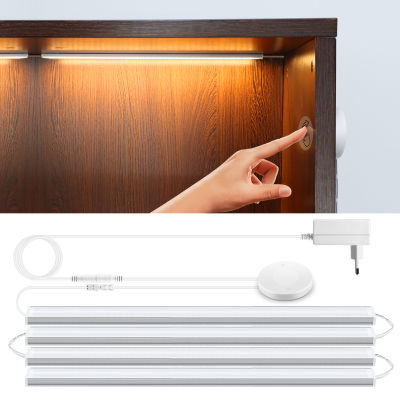 12V LED Night Lamp Penetrable Wood Board 25Mm Touch Sensor อลูมิเนียมโคมไฟติดผนังตู้ครัว Corridor ห้องนอนตู้เสื้อผ้า Lights