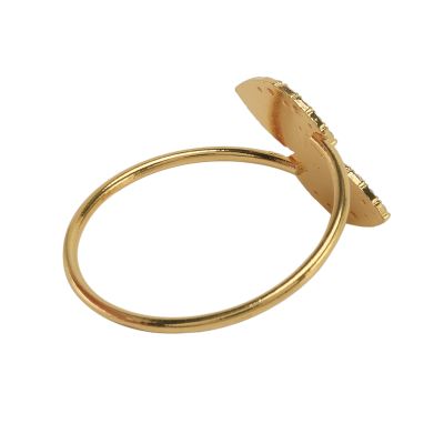 แหวนผ้าเช็ดปาก24ชิ้นห่วงโลหะสำหรับตกแต่งโต๊ะงานเลี้ยงอาหารค่ำงานแต่งงาน (สีทองใบไม้) CNIM Hot