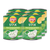 [ส่งฟรี!!!] เลย์ สแตคส์ มันฝรั่งทอดกรอบ รสซาวครีมและหัวหอม 42 กรัม x 6 กระป๋องLays Stax Potato Chips Sour Cream&amp;Onion Flavor 42g x 6 Cans