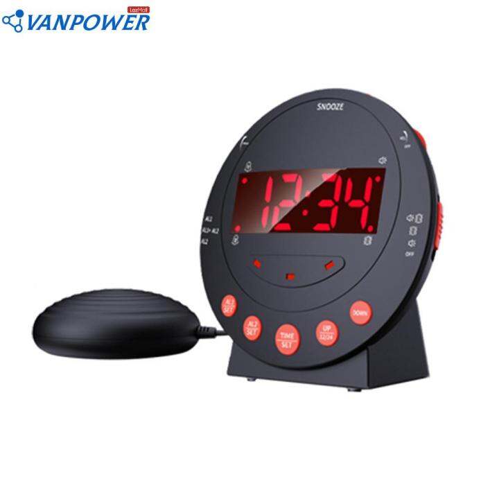 LED Extra Loud Alarm Clock Stepless Volume Adjustment Strong Bed Vibration Shaker Digital Desk