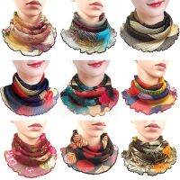 ✻△► Summer Womens Scarf Wild Hanging Ear Cervical Elastic Gold ilk alse Collar Silk High Neck Pullover Small Scarf Female