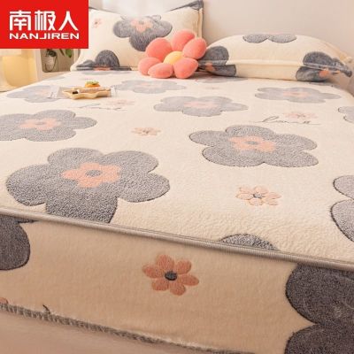 Fleece Fitted Sheet Piece Thickened Warm Bedspread Mattress Protector Cover Bed