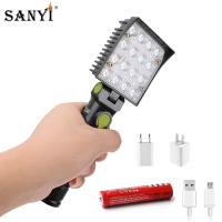 16 LEDs Flashlights 2in1 Working Torch 4 Modes 18650 Flashlight with Strong Magnet Hook Tent Camping Lamp Car Repair Work Light Rechargeable  Flashlig