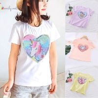 Baby Girl Clothes Cat Unicorn T-shirt Kids Baby T Shirt for 2-10 Years old Cute Cartoon Summer Children Kids round neck short sleeves