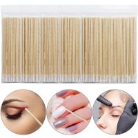 ♦ 100/300/500Pcs Disposable Cotton Swab Micro Brushes Wood Cotton Buds Swabs Ear Clean Stick Eyelash Extension Glue Removing Tool