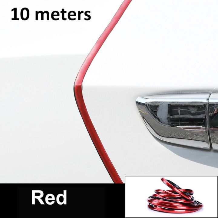 แผ่นคาร์บอนไฟเบอร์กันสติกเกอร์ชนสำหรับรถยนต์5-10ม-สีแดง-เงินป้องกันรอยขีดข่วนโครเมียมเพื่อความปลอดภัย