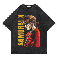 Ruuroini Kenshin อะนิเมะล้างเสื้อยืดผู้ชายการ์ตูนมังงะฤดูร้อนท็อปส์เสื้อยืด U Nisex แฟชั่นฮาราจูกุกราฟิกประเดิมที่มีคุณภาพสูงเสื้อยืด