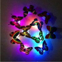 5pcs LED Colorful Changing Butterfly Glowing Wall Decals Night Light Lamp Home Decor DIY Fridge Magnets Party Desk Stickers