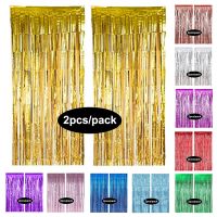 【hot】✒◑✓ 2 Pack Foil Curtain Gold Glitter Curtains for Birthday Wedding Backdrop Decorations