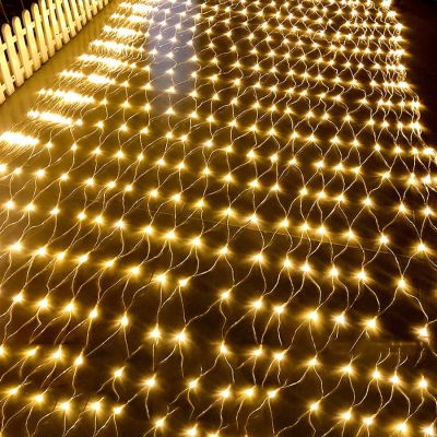1.5X1.5/10x 1/6X4M Led Jaring Jaring Tali Cahaya Luar Ruangan Tirai Es Cahaya Natal Garland Cahaya untuk Taman Pesta Liburan Dekorasi