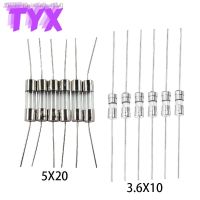 ♠ 20PCS 3.6X10mm 5X20mm Take the lead Glass Fuse tube 250V 0.1A 0.5A 1A 1.5A 2A 3A 3.15A 4A 5A 6.3A 8A 10A 15A 20A