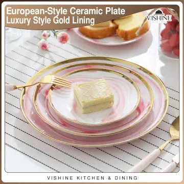 Pink Marble Ceramic Plate Online - Pink Ceramic Dinner Plate