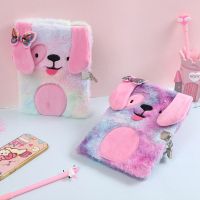 Cute Plush Dog A5 Notebook with Lock Diary Planner Notepad Organizer Stationery Q6PA
