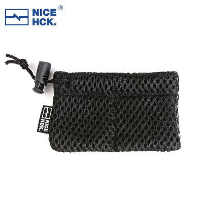 NiceHCK เอียร์บัดแบบหูรูดอเนกประสงค์สีดำกระเป๋าตาข่ายกระเป๋าจัดระเบียบหูฟังอุปกรณ์จัดเก็บสายออดิโอไฮไฟ