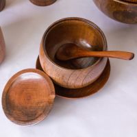 hotx【DT】 Wood Spice Jar Bowl Seasoning