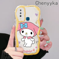 เคส Chenyyyka สำหรับ VIVO Y12 Y17 Y15 Y3s Y3 Y12i การ์ตูนน่ารักสีชมพูเมโลดี้เนื้อครีมขอบคลื่นเคสโทรศัพท์โปร่งใสในสต็อกเหมาะสำหรับเด็กผู้ชายและเด็กผู้หญิงกันกระแทกเคสซิลิโคนอ่อนชัดเจน