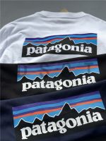 Patagonia เสื้อยืดแขนยาวพิมพ์ลายภูเขาสไตล์ญี่ปุ่น,สำหรับทั้งหญิงและชายตั้งแคมป์กลางแจ้งลำลองฤดูใบไม้ร่วง